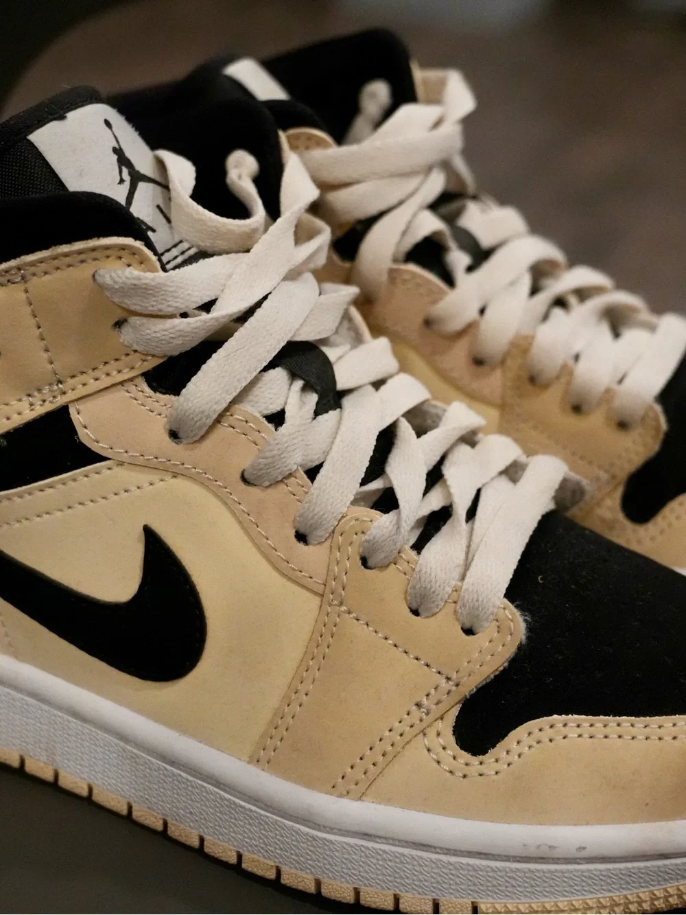 Jordan High-Top Sneakers in Black & Tan